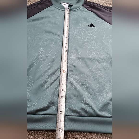 Adidas Firebird Floral Embossed Zip Up Bomber Track Jacket Teal Black - Picture 13 of 16